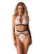 Set de lenjerie intima Lilines - compleu sexy cu sutien din dantela si chiloti brazilieni cu detalii contrastante S/M, roz