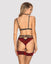 Set de lenjerie intimă Sugestina - compleu elegant cu sutien, chiloți, portjartier și colier de corp din dantelă cu catifea – L/XL