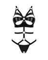 Body Armares – lenjerie erotică din vinil cu decupaje sexy si detalii metalice, negru