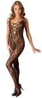 Bodystocking – catsuit sexy din plasă cu dantela si decolteu provocator L/XL, negru