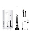 Mixer spuma lapte cu 3 teluri interschimbabile, incarcare wirless si acumulator incorporat, 3 trepte de viteza pentru spumare, frappe, cappucino, mixat oua, negru