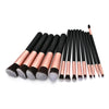 Set 14 pensule de machiaj profesionale pentru ingrijirea frumusetii, ideal pentru aplicarea make-up-ului cu precizie in zona ochilor, buzelor si fetei, Negru