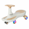 Mașinuță Fără Pedale Swing Car LED cu Roți Luminoase, Muzică și Volan 360°, Gravitațională, Alb Rose Gold