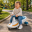 Mașinuță Fără Pedale Swing Car LED cu Roți Luminoase, Muzică și Volan 360°, Gravitațională, Alb Albastru