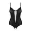 Body Redella – lenjerie erotică din vinil cu decupaje sexy si detalii metalice XXL, negru
