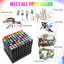Set 80 markere colorate duble cu suport si geanta depozitare, varf subtire si gros 1/6 mm, cerneala pe baza de alcool