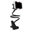Suport flexibil universal pentru telefon, cu brat lung metalic si clema de prindere, capat rotativ 360°, negru