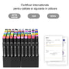 Set 80 markere colorate duble cu suport si geanta depozitare, varf subtire si gros 1/6 mm, cerneala pe baza de alcool