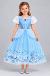 Rochie de prințesă bleu cu aspect de bal – față