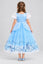 Rochie de prințesă bleu cu aspect de bal – spate
