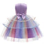 Rochie printesa Unicorn cu accesorii pentru fetite costumatie joc de rol petreceri, serbari, carnaval si cadou ideal pentru sarbatori, aniversari sau zile de nastere, mov/multicolor