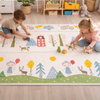 Covoraș din spumă reversibil pliabil 150x200 cm Ursuleți & Pădure, impermeabil și termoizolant pentru copii