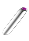 Vibrator clitoris Powerful Bullet cu 20 moduri de vibratii si incarcare USB, 10 cm, argintiu