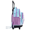 Ghiozdan Troler pentru Școală, Model Frozen, cu 3 Compartimente, Mâner Telescopic, Bretele Ajustabile și Întărite, 44 × 33 × 22 cm, Mov