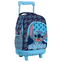 Ghiozdan Troler pentru Școală, Model Stitch, cu 3 Compartimente, Mâner Telescopic, Bretele Ajustabile și Întărite, 44 × 33 × 22 cm, Albastru