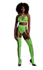 Set cu bustiera, chilot, portjartier si dres - compleu sexy XS-XL (one size), verde neon