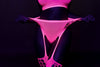 Set cu bustiera, chilot, portjartier si dres - compleu sexy XS-XL (one size), roz neon