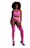 Set cu bustiera, chilot, portjartier si dres - compleu sexy XS-XL (one size), roz neon