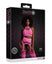 Set cu bustiera, chilot, portjartier si dres - compleu sexy XS-XL (one size), roz neon