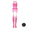 Set cu bustiera, chilot, portjartier si dres - compleu sexy XS-XL (one size), roz neon