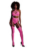 Set cu bustiera, chilot, portjartier si dres - compleu sexy XS-XL (one size), roz neon