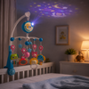 Carusel pentru Pătuț Bebeluși cu Proiector LED de Stele, Muzică Relaxantă și Lumină Ambientală, Bleu