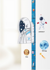 Metru masurare inaltime copii cu model magnetic 3D Cosmonaut si sticker autocolant, 70 cm - 180 cm
