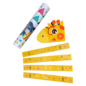 Metru masurare înălțime copii cu model magnetic 3D Girafa și sticker autocolant, 70 cm - 180 cm