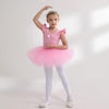 Costum de balet, gimnastica sau dans pentru fete: set body bumbac si fusta tutu roz cu aplicatii stralucitoare