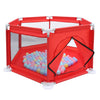 Tarc de joaca pentru copii, centru de activitati cu plasa de protectie si usa cu fermoar, 128x113x65cm, rosu