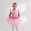 Costum de balet, gimnastica sau dans pentru fete: set body bumbac si fusta tutu roz cu aplicatii stralucitoare
