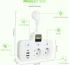 Adaptor priza cu doua mufe type C PD20W + QC3.0 si cu 2 USB 3.4A, lampa cu touch si lumina interschimbabila, alb