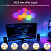 Lampa LED modulara de perete - set 6 panouri hexagon inteligente RGB, Wi-Fi, Bluetooth, sincronizare muzicala, compatibil IOS/Android, joc de lumini, telecomanda, dimmer, timer, multicolor