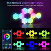 Lampa LED modulara de perete - set 6 panouri hexagon inteligente RGB, Wi-Fi, Bluetooth, sincronizare muzicala, compatibil IOS/Android, joc de lumini, telecomanda, dimmer, timer, multicolor