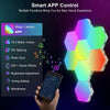 Lampa LED modulara de perete - set 6 panouri hexagon inteligente RGB, Wi-Fi, Bluetooth, sincronizare muzicala, compatibil IOS/Android, joc de lumini, telecomanda, dimmer, timer, multicolor