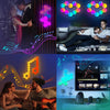 Lampa LED modulara de perete - set 6 panouri hexagon inteligente RGB, Wi-Fi, Bluetooth, sincronizare muzicala, compatibil IOS/Android, joc de lumini, telecomanda, dimmer, timer, multicolor
