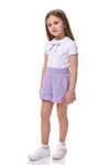 AVIVA - Bluza din bumbac cu maneca scurta si fundita, mov
