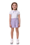 AVIVA - Bluza din bumbac cu maneca scurta si fundita, mov