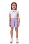 AVIVA - Bluza din bumbac cu maneca scurta si fundita, mov