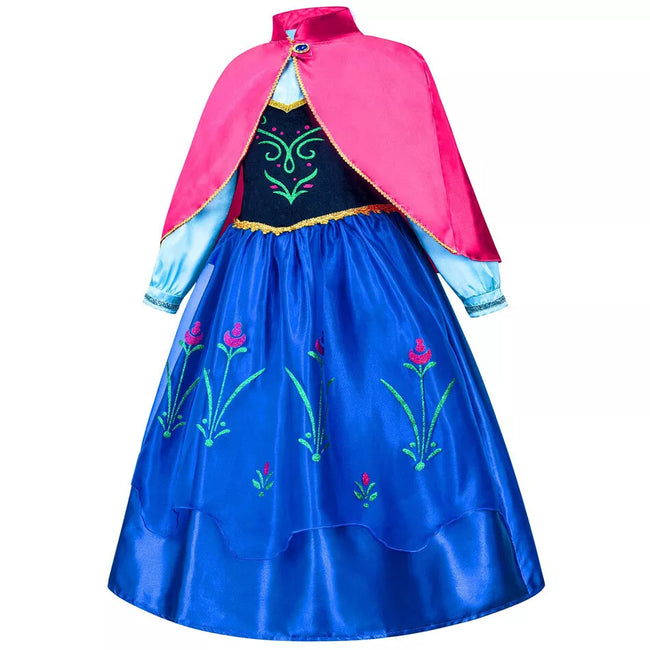Rochiță de prințesă cu pelerină roz și broderii florale – imagine 3