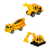 Avion transportor cu parcare, lumini și sunete pentru copii – set cu 3 utilaje de construcții și indicatoare rutiere