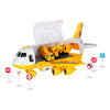Avion transportor cu parcare, lumini și sunete pentru copii – set cu 3 utilaje de construcții și indicatoare rutiere