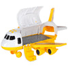 Avion transportor cu parcare, lumini și sunete pentru copii – set cu 3 utilaje de construcții și indicatoare rutiere