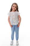 EVELYN - Compleu din muselina, set bluza si pantaloni lejeri, bleu