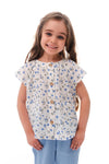 EVELYN - Compleu din muselina, set bluza si pantaloni lejeri, bleu