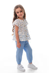 EVELYN - Compleu din muselina, set bluza si pantaloni lejeri, bleu