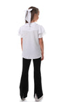 MARCIA - Bluza eleganta din material fin cu dantela delicata, maneca scurta si volane, alb
