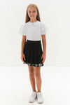 MARCIA - Bluza eleganta din material fin cu dantela delicata, maneca scurta si volane, alb