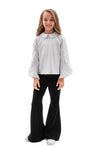 TRACY - Bluza eleganta cu maneci evazate si volane delicate, alb