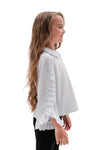 TRACY - Bluza eleganta cu maneci evazate si volane delicate, alb